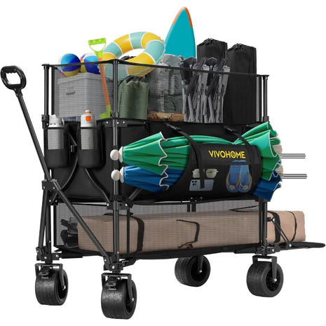 600 lbs Heavy Duty Double-Decker Camping Wagon Cart