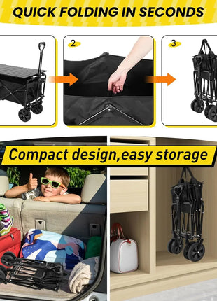 Camping Wagon Cart with Foldable Table Top