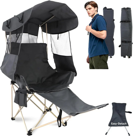 Portable Folding Camping Chair with Canopy Shade