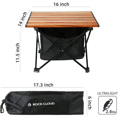 Ultralight Folding Camping Table with Storage Basket