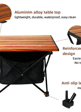 Ultralight Folding Camping Table with Storage Basket