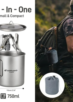 750ML Titanium Camping Pot Kit