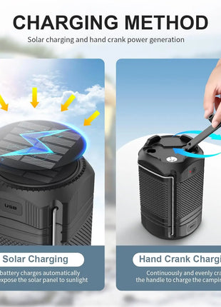 Solar Hand Crank Camping Lantern – 5000mAh USB Charger