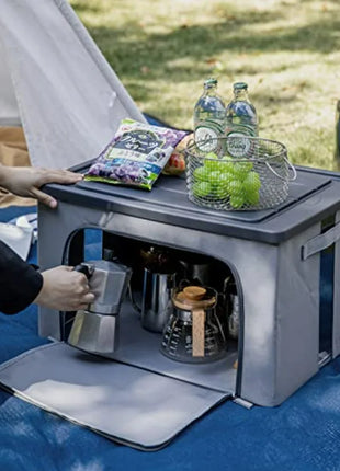 68L Foldable Camping Storage Box with Lid & Handles