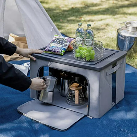 68L Foldable Camping Storage Box with Lid & Handles