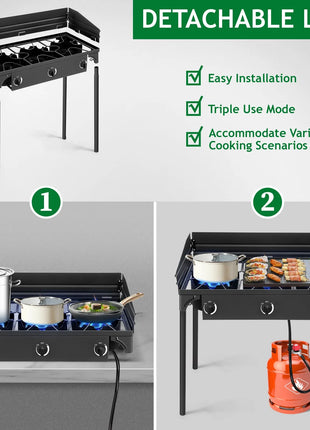225,000 BTU Triple Burner Propane Stove