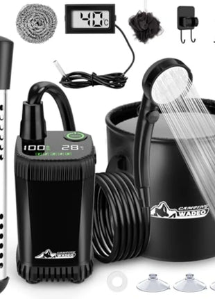Rechargeable Camping Shower with Heater & LED Display