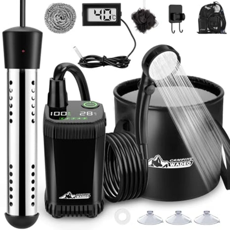 Rechargeable Camping Shower with Heater & LED Display