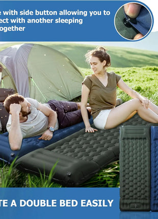 nflatable Camping Sleeping Pad with Pillow & Foot Pump