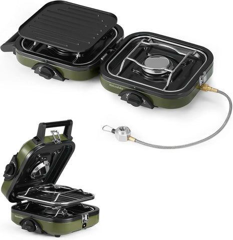 2 Burner Foldable Camping Stove with Griddle, 16000 BTU