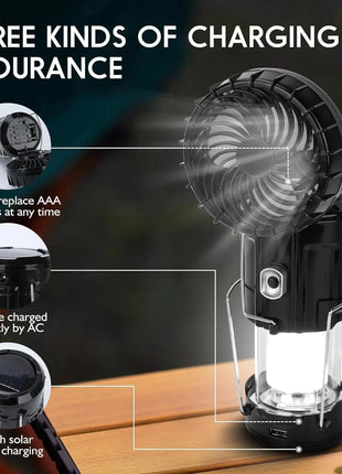 2-Pack Solar LED Camping Lantern & Fan – Emergency Light