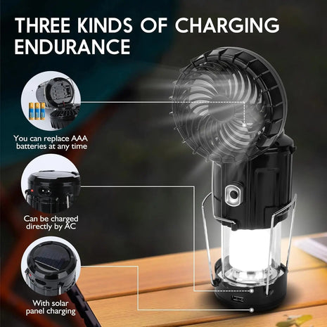 2-Pack Solar LED Camping Lantern & Fan – Emergency Light