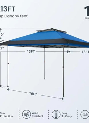 13x13 FT Pop Up Canopy Tent with Steel Frame & Carry Bag