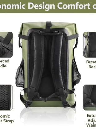 40L Waterproof Roll-Top Dry Bag Backpack for Camping, Kayaking & Hiking