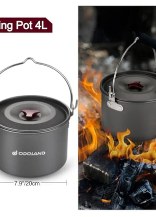 22PCS Camping Cookware Set for 4 with Pot & Kettle