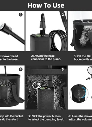 Portable Camping Shower with Foldable Bucket