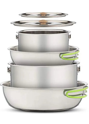 Stainless Steel Camping Cookware Set with Carry Bag