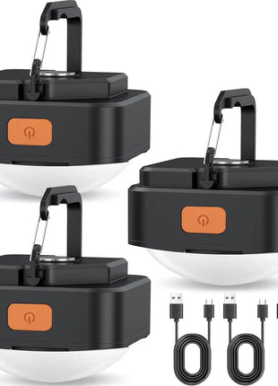 3-Pack Portable LED Camping Lantern Set – USB Rechargeable