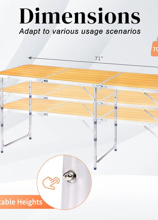 6 FT Portable Folding Table for Indoor & Outdoor Use
