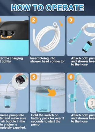 Portable Electric Camping Shower Pump with Collapsible Bucket