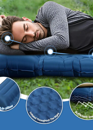 nflatable Camping Sleeping Pad with Pillow & Foot Pump