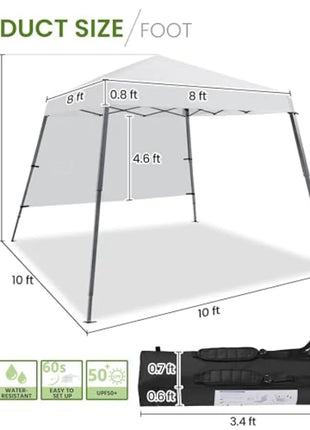 10x10 FT Slant Leg Pop Up Canopy Tent with Sidewall