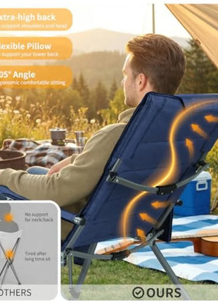Adjustable Heavy Duty Folding Camping Chair 400 Lbs
