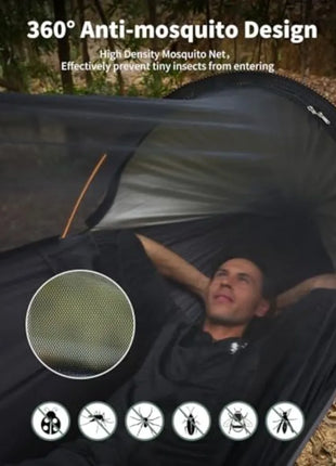 Premium 4-in-1 Camping Hammock with Mosquito Net, Rain Fly & Tree Straps