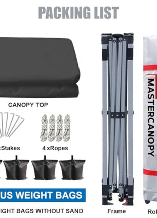 10x10 Pop-Up Canopy Tent with Sandbags & Wheeled Carry Bag