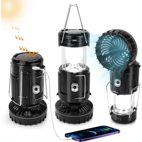 2-Pack Solar LED Camping Lantern & Fan – Emergency Light