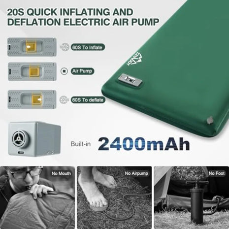 Memory Foam Camping Sleeping Pad with Electric Pump