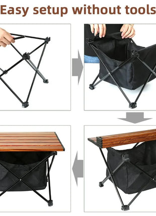 Ultralight Folding Camping Table with Storage Basket