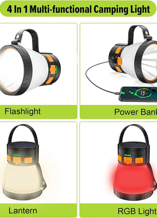 1500 Lumen Solar Camping Lantern – 8 Modes & Power Bank