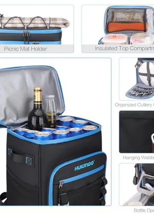 Large Waterproof Insulated Cooler Backpack for Camping, Beach & Fishing