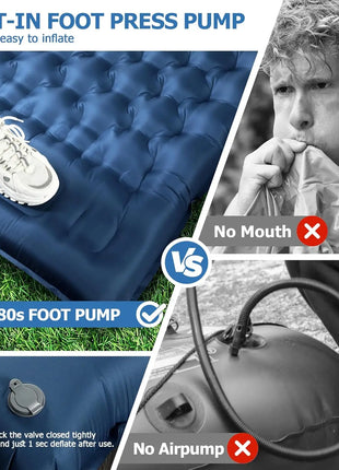 nflatable Camping Sleeping Pad with Pillow & Foot Pump