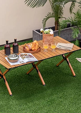 Portable Roll-Up Folding Camping Table with Carry Bag