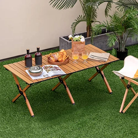 Portable Roll-Up Folding Camping Table with Carry Bag
