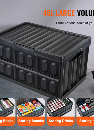45L Foldable Storage Box with Lid & Handles