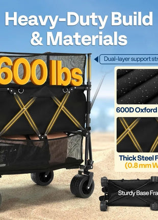 600 lbs Heavy Duty Double-Decker Camping Wagon Cart