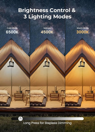 2-Pack LED Camping Lantern with 360° Stand & Flashlight