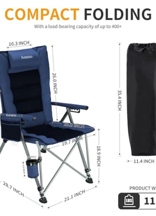 Adjustable Heavy Duty Folding Camping Chair 400 Lbs