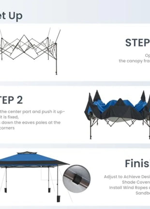 13x13 FT Pop Up Canopy Tent with Steel Frame & Carry Bag