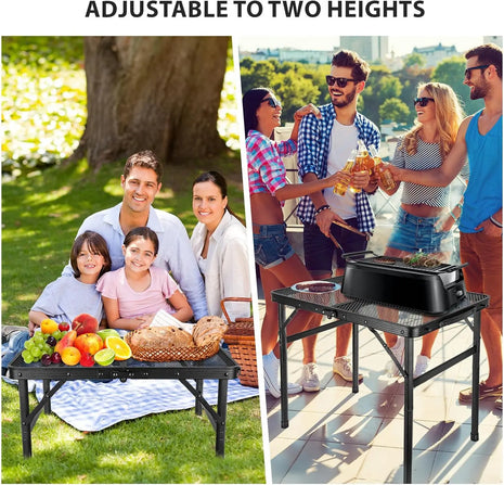 Portable Folding Grill Camping Table with Mesh Shelf