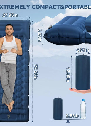 nflatable Camping Sleeping Pad with Pillow & Foot Pump