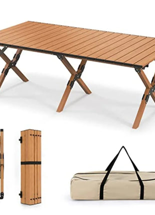 Portable Roll-Up Folding Camping Table with Carry Bag