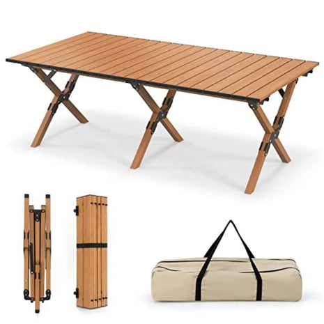 Portable Roll-Up Folding Camping Table with Carry Bag