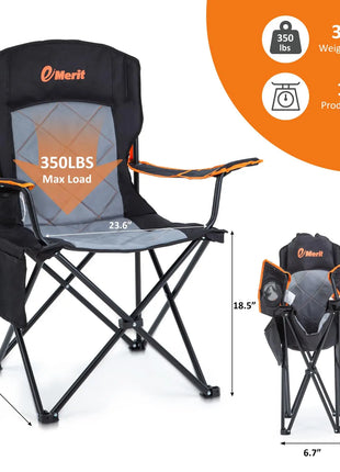 Oversized Padded Folding Camping Chair with Cup Holder
