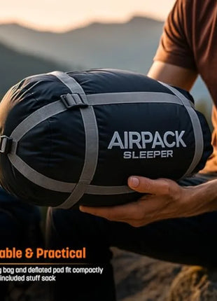 Inflatable Sleeping Bag with Built-In Pump