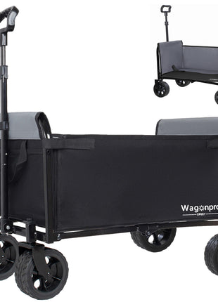 220 lbs Foldable Wagon Cart with 5x2 Wide Wheels & Full-Side Opening