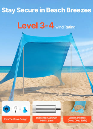 Portable Beach Sun Shelter Canopy with UPF 50+ UV Protection